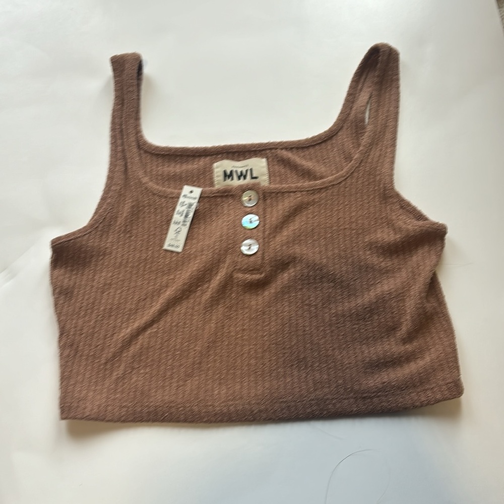 NWT Madewell crop top brown taupe size womans medium M